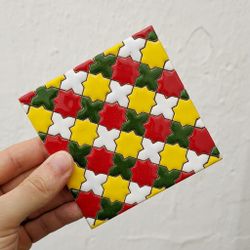 Azulejo 11 cm esmaltado con mosaico policromado de estrellas