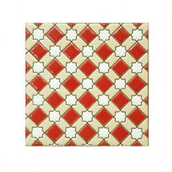 Azulejo 15 cm esmaltado con mosaico de rombos rojos