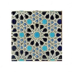 Azulejo 15 cm esmaltado con estrella califal azul