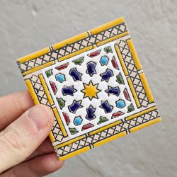 Azulejo 7,5 cm esmaltado con estrella mudéjar