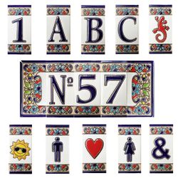 Letras y Números modelo "FLOR-AZUL" - 7,5cm. (3")