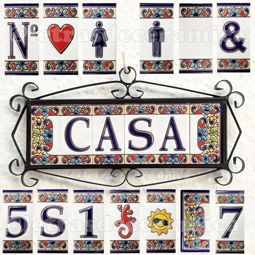 Letras y Números modelo "FLOR-AZUL" - 7,5cm. (3")
